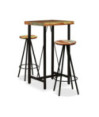 Masă bar cu 2 scaune cu spătar aspect industrial, din lemn masiv reciclat, pătrată, 60 x 60 x 107 cm, handmade Masă bar cu 2 scaune cu spătar aspect industrial, din lemn masiv reciclat, pătrată, 60 x 60 x 107 cm, handmade