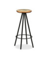 Masă bar cu 2 scaune cu spătar aspect industrial, din lemn masiv reciclat, pătrată, 60 x 60 x 107 cm, handmade Masă bar cu 2 scaune cu spătar aspect industrial, din lemn masiv reciclat, pătrată, 60 x 60 x 107 cm, handmade