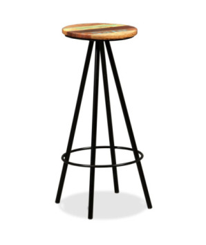 Masă bar cu 2 scaune cu spătar aspect industrial, din lemn masiv reciclat, pătrată, 60 x 60 x 107 cm, handmade