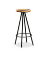 Masă bar cu 2 scaune cu spătar aspect industrial, din lemn masiv reciclat, pătrată, 60 x 60 x 107 cm, handmade Masă bar cu 2 scaune cu spătar aspect industrial, din lemn masiv reciclat, pătrată, 60 x 60 x 107 cm, handmade