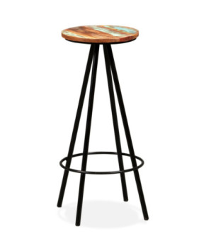 Masă bar cu 2 scaune cu spătar aspect industrial, din lemn masiv reciclat, pătrată, 60 x 60 x 107 cm, handmade