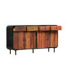 Servantă, 140 x 35 x 76 cm, lemn reciclat, cu aspect antichizat - WOODBB285