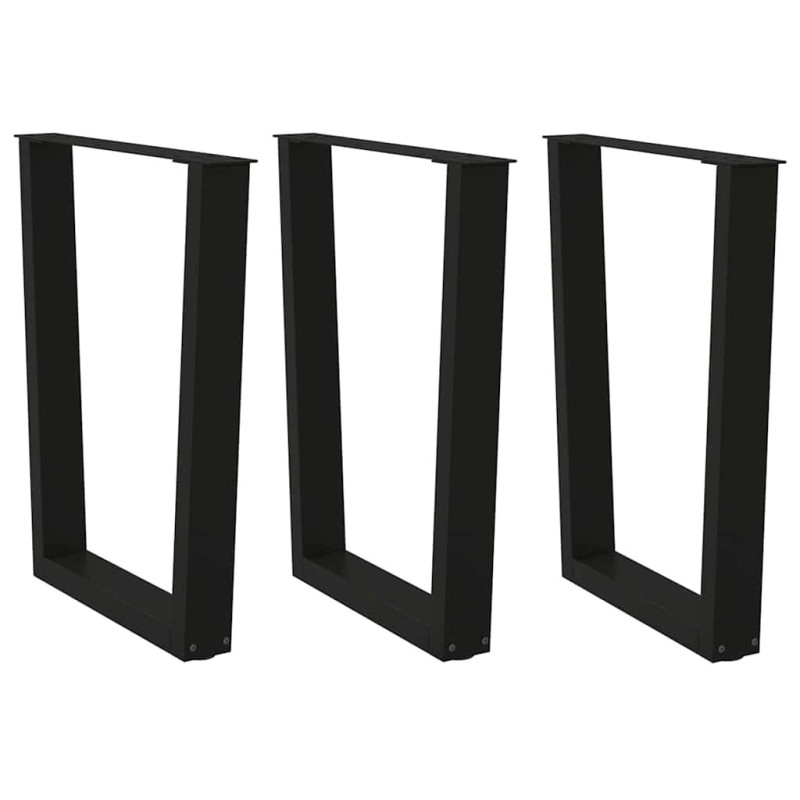 Picioare de masă în formă de V, 3 buc., negru, 70x (72-73,3) cm, oțel - WOODBB2706