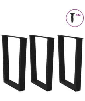 Picioare de masă în formă de V, 3 buc., negru, 70x (72-73,3) cm, oțel - WOODBB2706