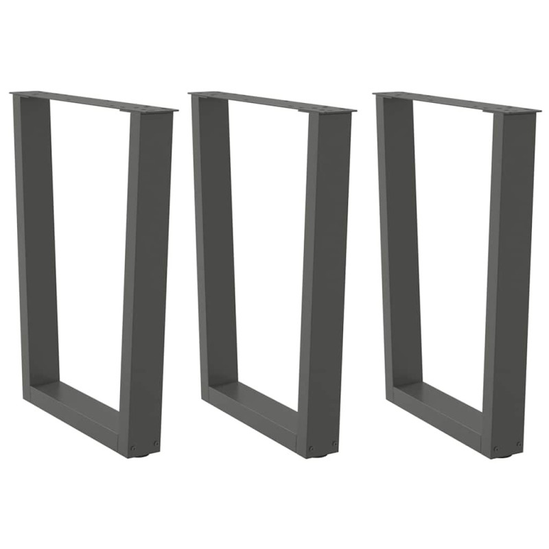 Picioare de masă în formă de V, 3 buc., antracit, 70x(72-73,3) cm, oțel - WOODBB2728