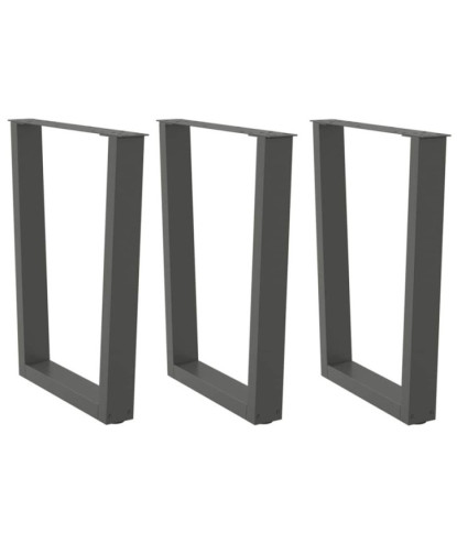 Picioare de masă în formă de V, 3 buc., antracit, 70x(72-73,3) cm, oțel - WOODBB2728