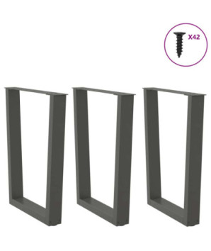 Picioare de masă în formă de V, 3 buc., antracit, 70x(72-73,3) cm, oțel - WOODBB2728