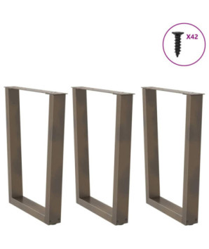Picioare de masă în formă de V, 3 buc., oțel natural, 70x(72-73,3) cm - WOODBB2729