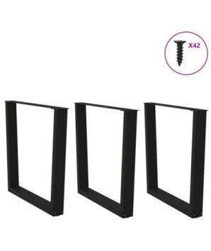 Picioare de masă în formă de V, 3 buc., negru, 80x(72-73,3) cm, oțel - WOODBB2730