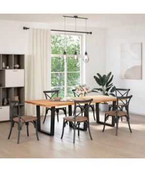 Picioare de masă în formă de V, 3 buc., negru, 90x (72-73,3) cm, oțel - WOODBB2732