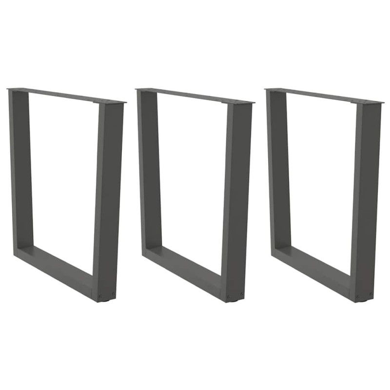 Picioare de masă în formă de V, 3 buc., antracit, 90x(72-73,3) cm, oțel - WOODBB2734