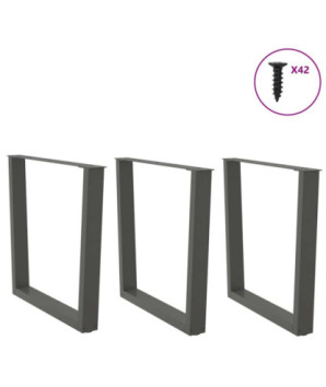 Picioare de masă în formă de V, 3 buc., antracit, 90x(72-73,3) cm, oțel - WOODBB2734