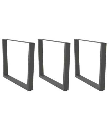 Picioare de masă în formă de V, 3 buc., antracit, 100x(72-73,3) cm, oțel - WOODBB2736