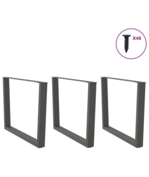 Picioare de masă în formă de V, 3 buc., antracit, 100x(72-73,3) cm, oțel - WOODBB2736