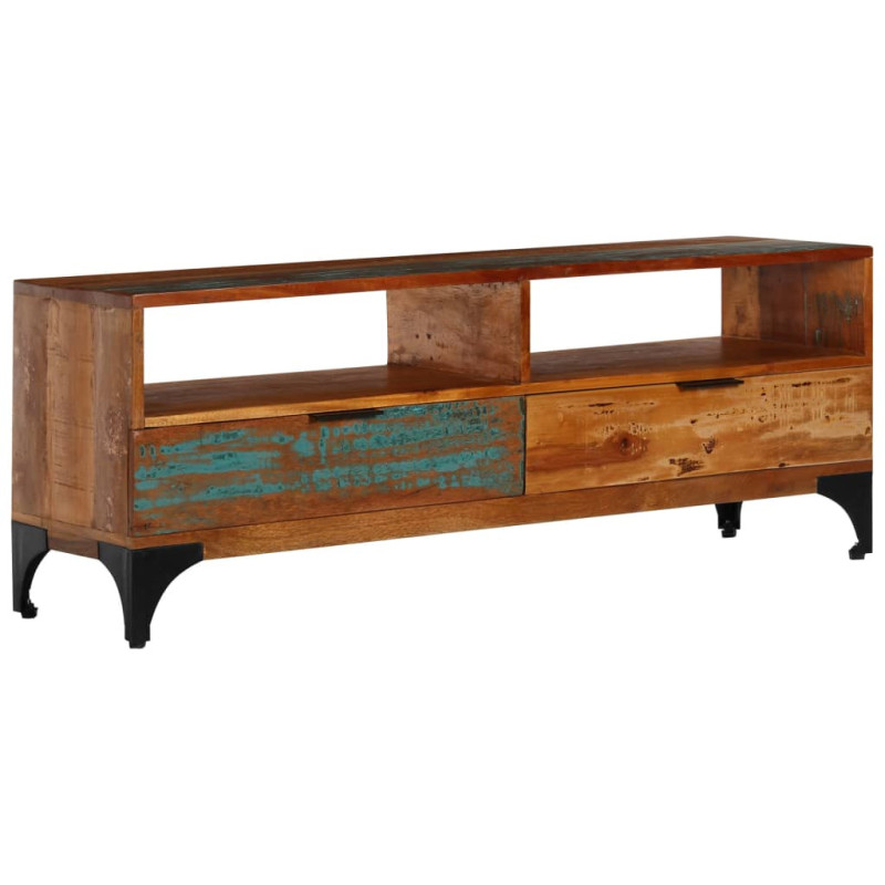 Comodă TV cu picioare, aspect vintage, din lemn masiv reciclat, 118 x 35 x 45 cm, handmade Comodă TV cu picioare, aspect vintage, din lemn masiv reciclat, 118 x 35 x 45 cm, handmade