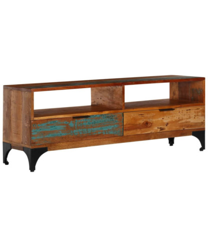 Comodă TV cu picioare, aspect vintage, din lemn masiv reciclat, 118 x 35 x 45 cm, handmade