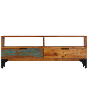 Comodă TV cu picioare, aspect vintage, din lemn masiv reciclat, 118 x 35 x 45 cm, handmade