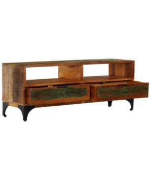 Comodă TV cu picioare, aspect vintage, din lemn masiv reciclat, 118 x 35 x 45 cm, handmade