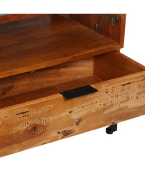 Comodă TV cu picioare, aspect vintage, din lemn masiv reciclat, 118 x 35 x 45 cm, handmade