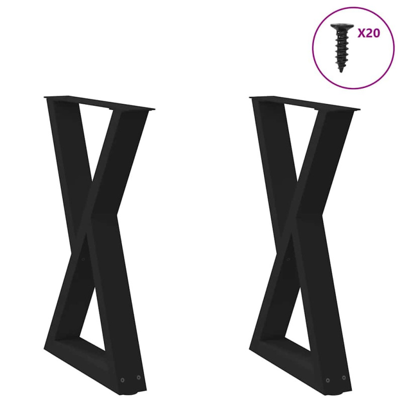 Picioare masă de sufragerie, 2 buc., negru, 50x(72-73,3) cm, oțel - WOODBB2758 Picioare masă de sufragerie, 2 buc., negru, 50x(72-73,3) cm, oțel - WOODBB2758