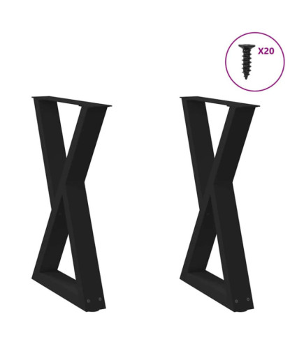 Picioare masă de sufragerie, 2 buc., negru, 50x(72-73,3) cm, oțel - WOODBB2758