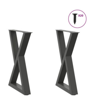 Picioare masă de sufragerie, 2 buc., antracit, 50x(72-73,3) cm, oțel - WOODBB2760
