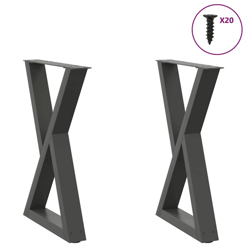 Picioare masă de sufragerie, 2 buc., antracit, 50x(72-73,3) cm, oțel - WOODBB2760