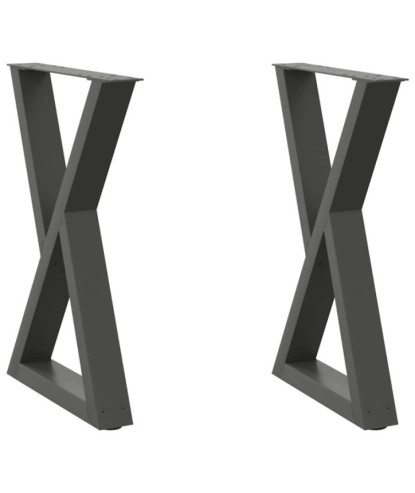 Picioare masă de sufragerie, 2 buc., antracit, 50x(72-73,3) cm, oțel - WOODBB2760
