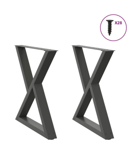 Picioare masă de sufragerie, 2 buc., antracit, 70x(72-73,3) cm, oțel - WOODBB2766