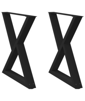 Picioare masă de sufragerie, 2 buc., negru, 80x(72-73,3) cm, oțel - WOODBB2788