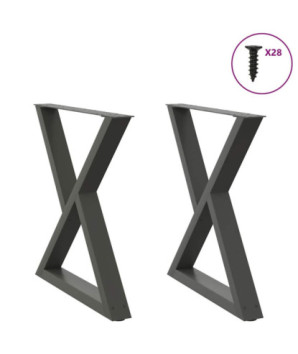 Picioare masă de sufragerie, 2 buc., antracit, 80x(72-73,3) cm, oțel - WOODBB2790