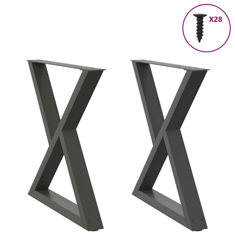 Picioare masă de sufragerie, 2 buc., antracit, 80x(72-73,3) cm, oțel - WOODBB2790 Picioare masă de sufragerie, 2 buc., antracit, 80x(72-73,3) cm, oțel - WOODBB2790