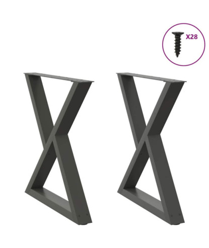 Picioare masă de sufragerie, 2 buc., antracit, 80x(72-73,3) cm, oțel - WOODBB2790