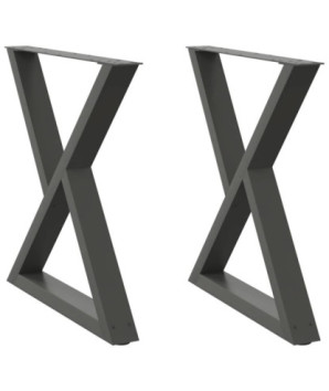 Picioare masă de sufragerie, 2 buc., antracit, 80x(72-73,3) cm, oțel - WOODBB2790