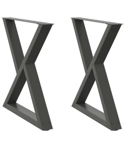Picioare masă de sufragerie, 2 buc., antracit, 80x(72-73,3) cm, oțel - WOODBB2790