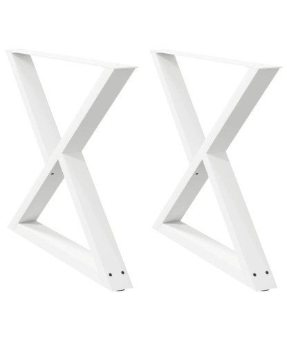 Picioare masă de sufragerie, 2 buc., alb, 90x(72-73,3) cm, oțel - WOODBB2793