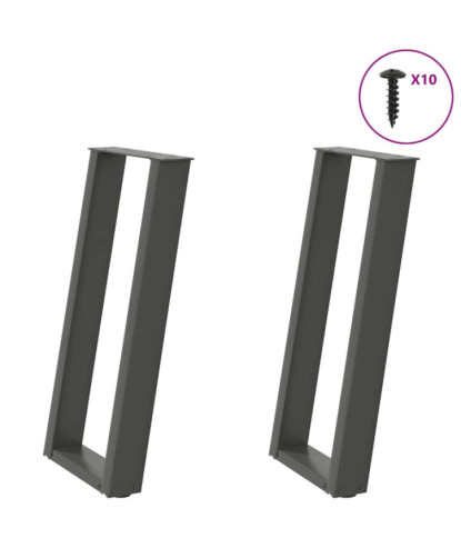 Picioare de masă consolă în formă de U, 2 buc., antracit, 28x(72-73) cm, oțel - WOODBB2795