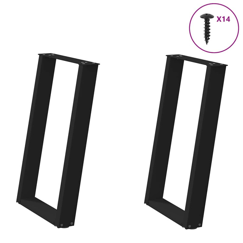 Picioare de masă în formă de U, 2 buc., negru, 50x(72-73) cm, oțel - WOODBB2809