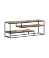 Comodă TV cu picioare, aspect industrial, din lemn masiv reciclat, 130 x 30 x 45 cm