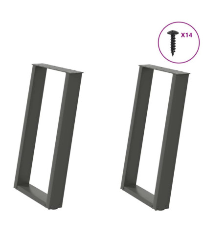 Picioare de masă în formă de U, 2 buc., antracit, 50x(72-73) cm, oțel - WOODBB2810