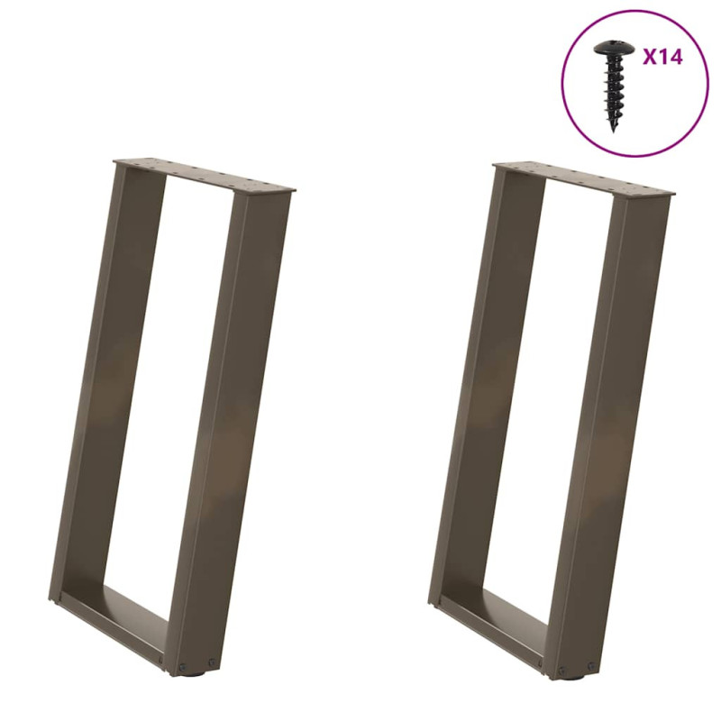 Picioare de masă în formă de U, 2 buc., oțel natural, 50x(72-73) cm - WOODBB2811