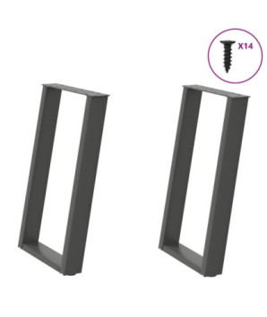 Picioare de masă în formă de U, 2 buc., antracit, 60x(72-73) cm, oțel - WOODBB2812