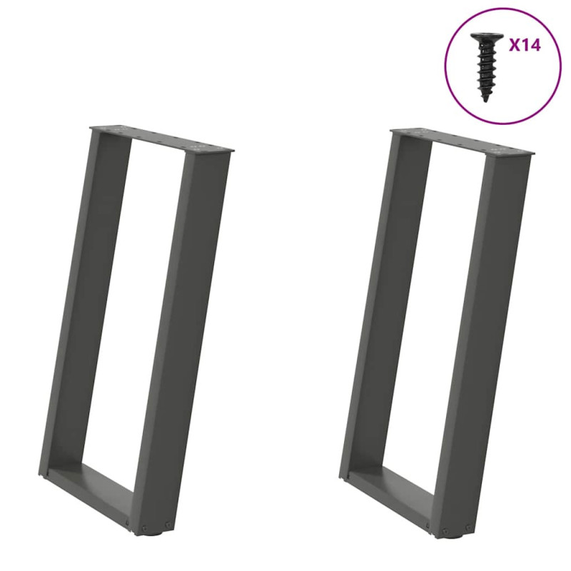 Picioare de masă în formă de U, 2 buc., antracit, 60x(72-73) cm, oțel - WOODBB2812 Picioare de masă în formă de U, 2 buc., antracit, 60x(72-73) cm, oțel - WOODBB2812