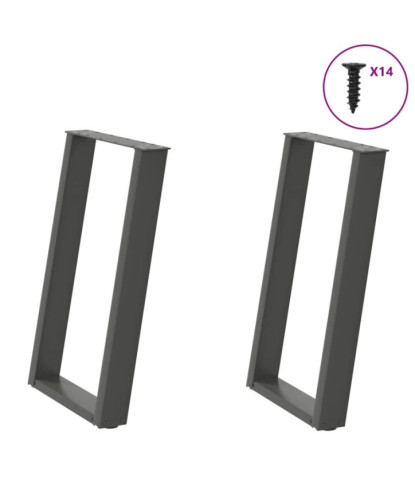 Picioare de masă în formă de U, 2 buc., antracit, 60x(72-73) cm, oțel - WOODBB2812