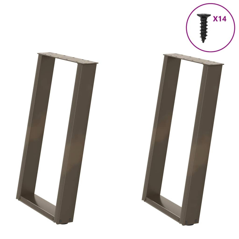 Picioare de masă în formă de U, 2 buc., oțel natural, 60 x (72-73) cm - WOODBB2813