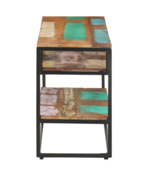 Comodă TV cu picioare, aspect industrial, din lemn masiv reciclat, 130 x 30 x 45 cm