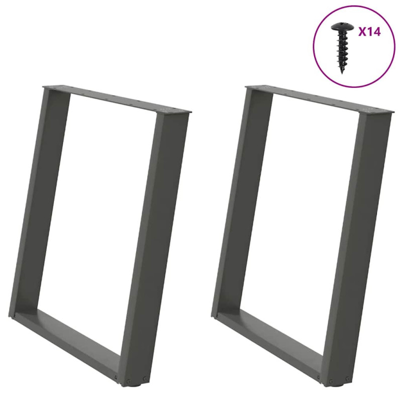 Picioare de masă în formă de U, 2 buc., antracit, 80x(72-73) cm, oțel - WOODBB2815 Picioare de masă în formă de U, 2 buc., antracit, 80x(72-73) cm, oțel - WOODBB2815
