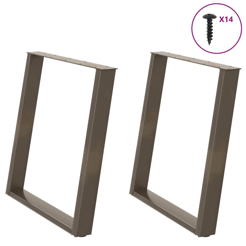 Picioare de masă în formă de U, 2 buc., oțel natural, 80x(72-73) cm - WOODBB2816