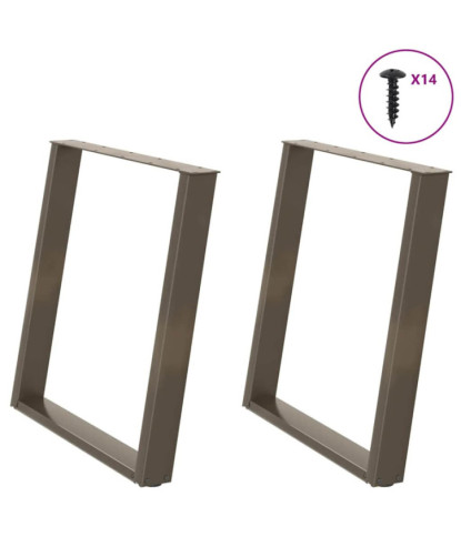 Picioare de masă în formă de U, 2 buc., oțel natural, 80x(72-73) cm - WOODBB2816