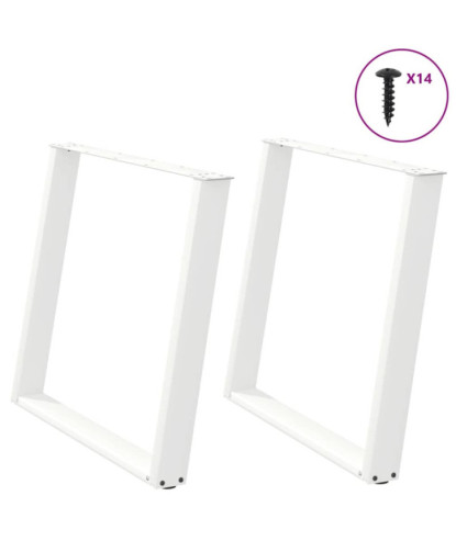 Picioare de masă în formă de U, 2 buc., alb, 90x(72-73) cm, oțel - WOODBB2828